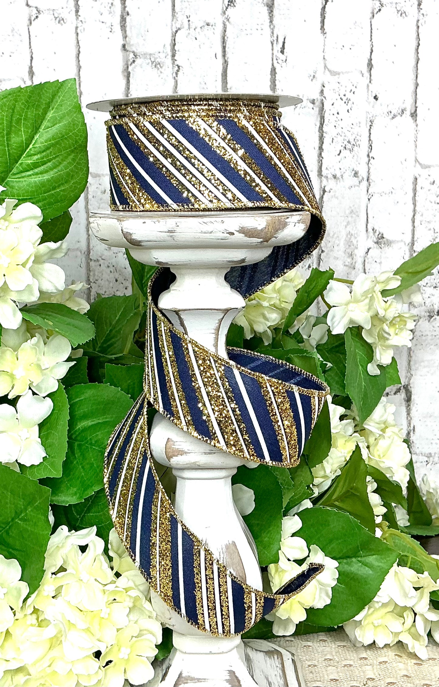 Blue ribbon with gold and white stripes, RGE18524A
