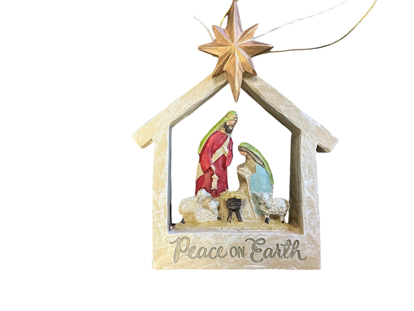 Nativity wreath attachment, Christmas ornament, peace on earth, unique gift