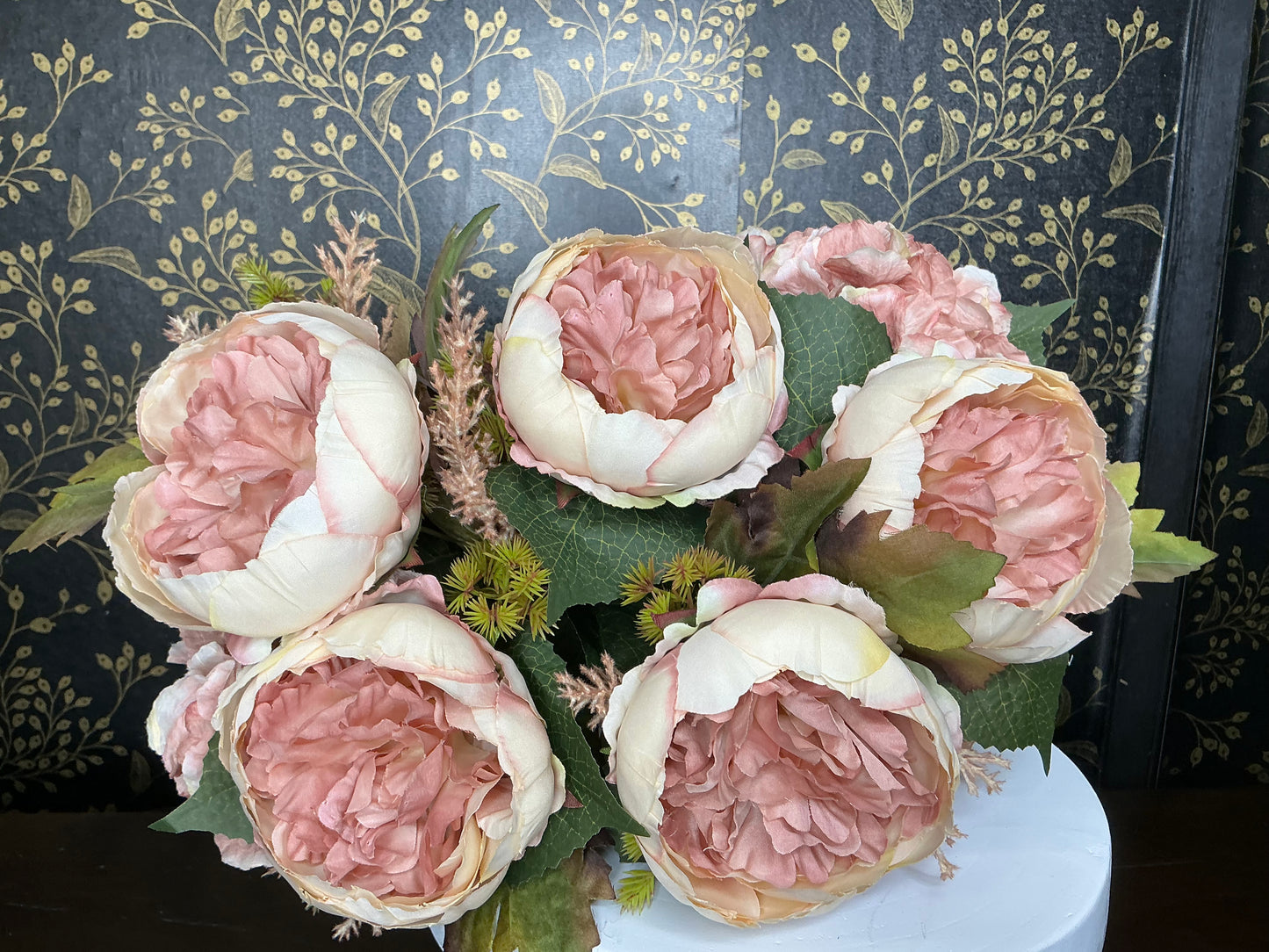 Taupe Peony and Hydrangea Bush - 20137-TAUPE