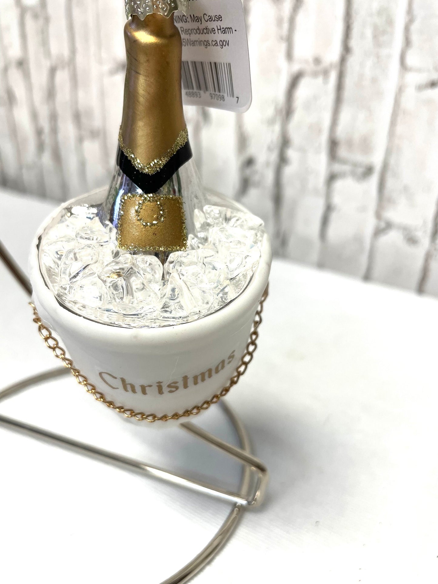 Christmas ornament, white champagne bucket Christmas ornament, 4224616