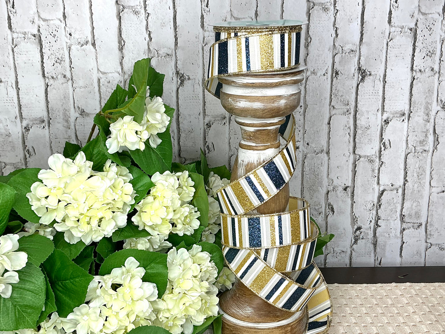 White/Gold/Blue stripe Ribbon, RGF1918C2