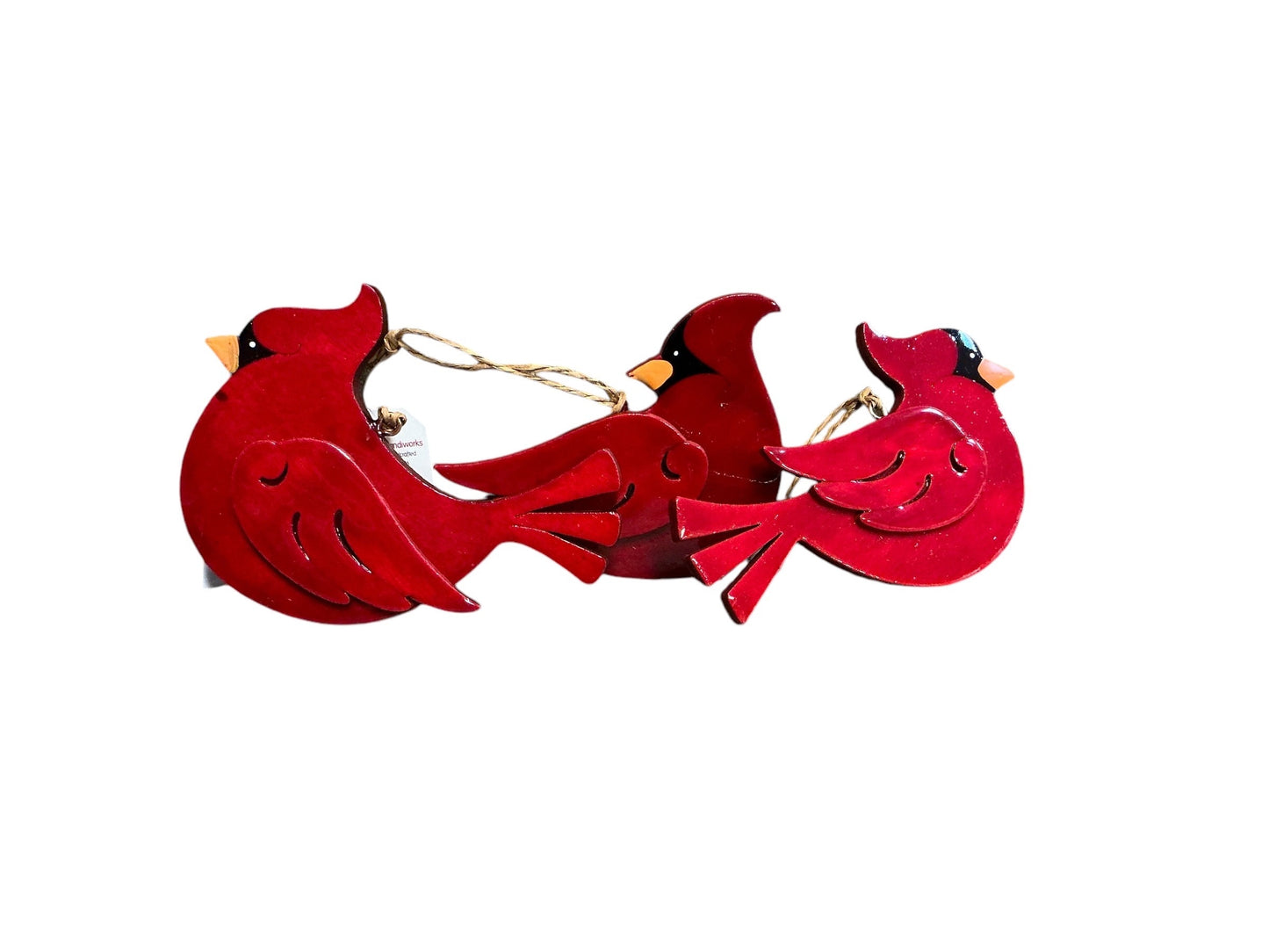 Wood cardinal ornament looks right, Christmas, wreath embellishments