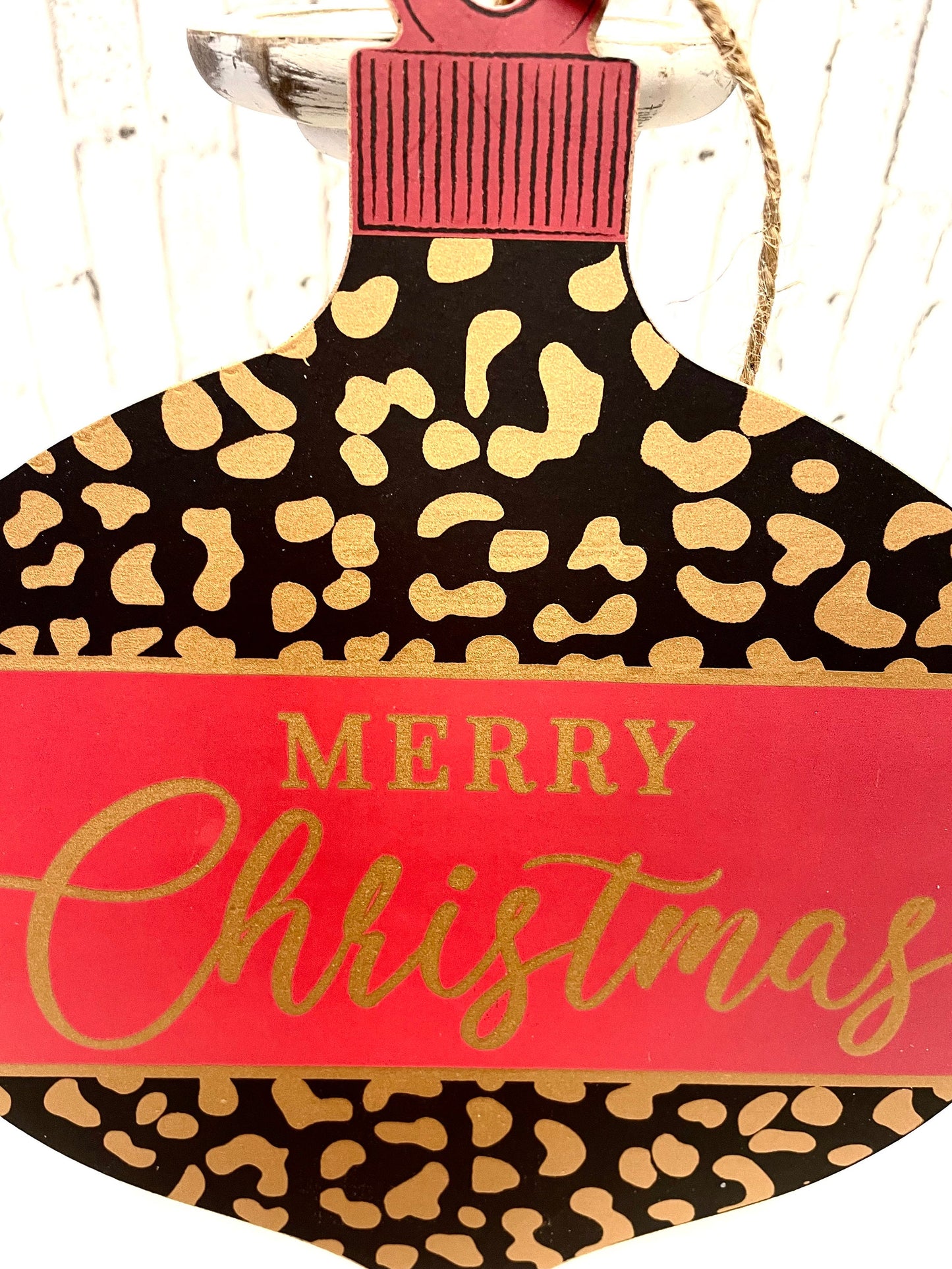Merry Christmas leopard sign