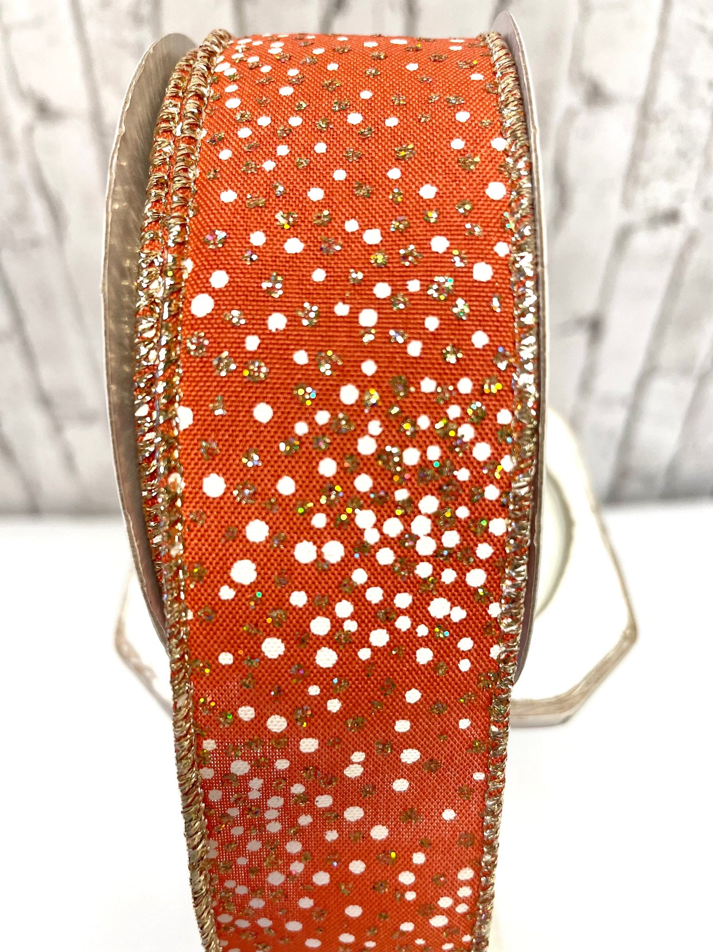 copper dots with glitter dots ribbon, RGC1905, fall ribbon, copper gold ribbon
