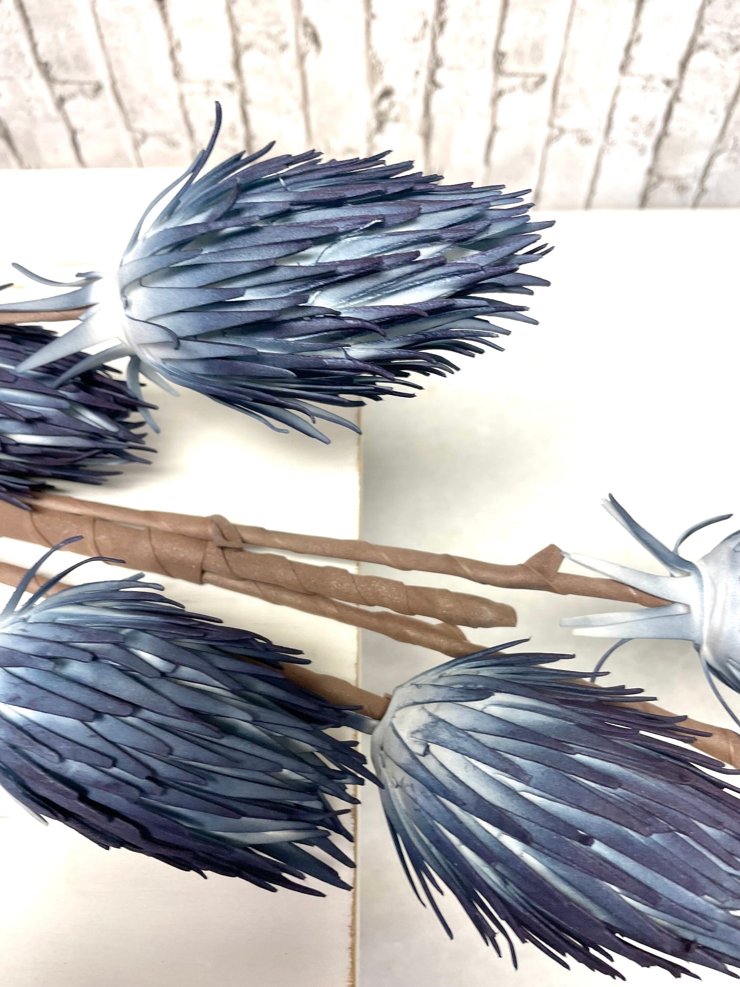 Blue foam thistle spray, MTF22576, blue flower spray, navy flower spray