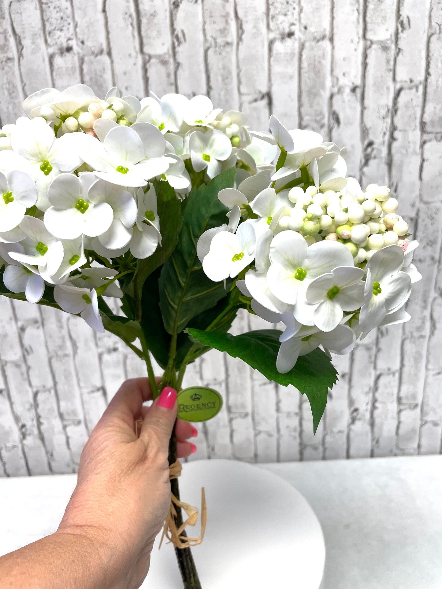white hydrangea berry bundle, MTF23873, hydrangea bundle, silk florals, spring flowers, summer florals