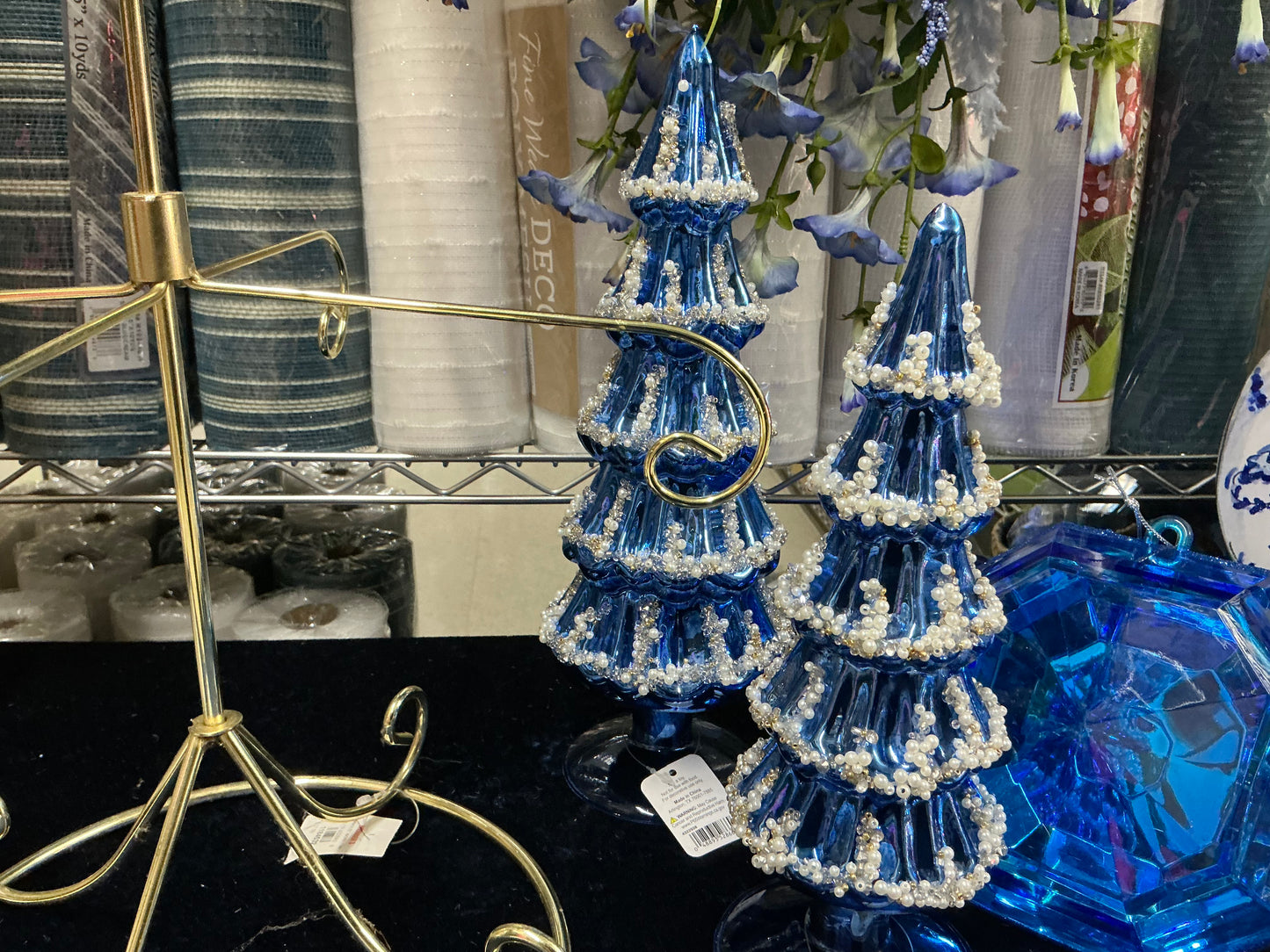 Blue beaded Glass trees, 4322926