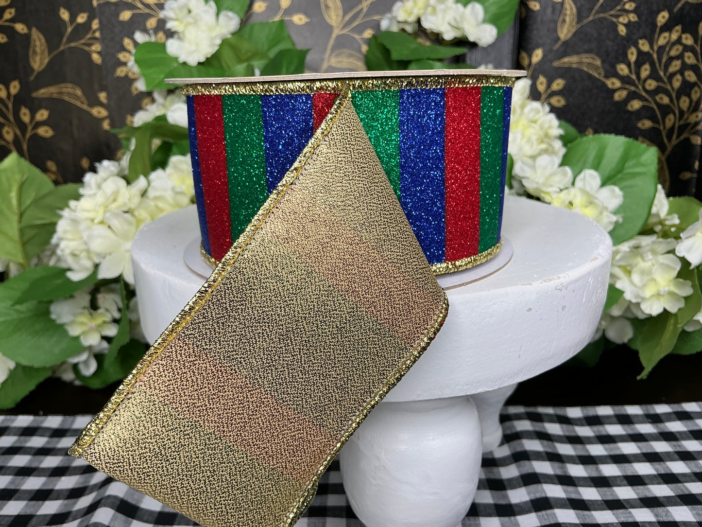 Red/Green/Blue Stripe Ribbon - D’Lux - 2.5”