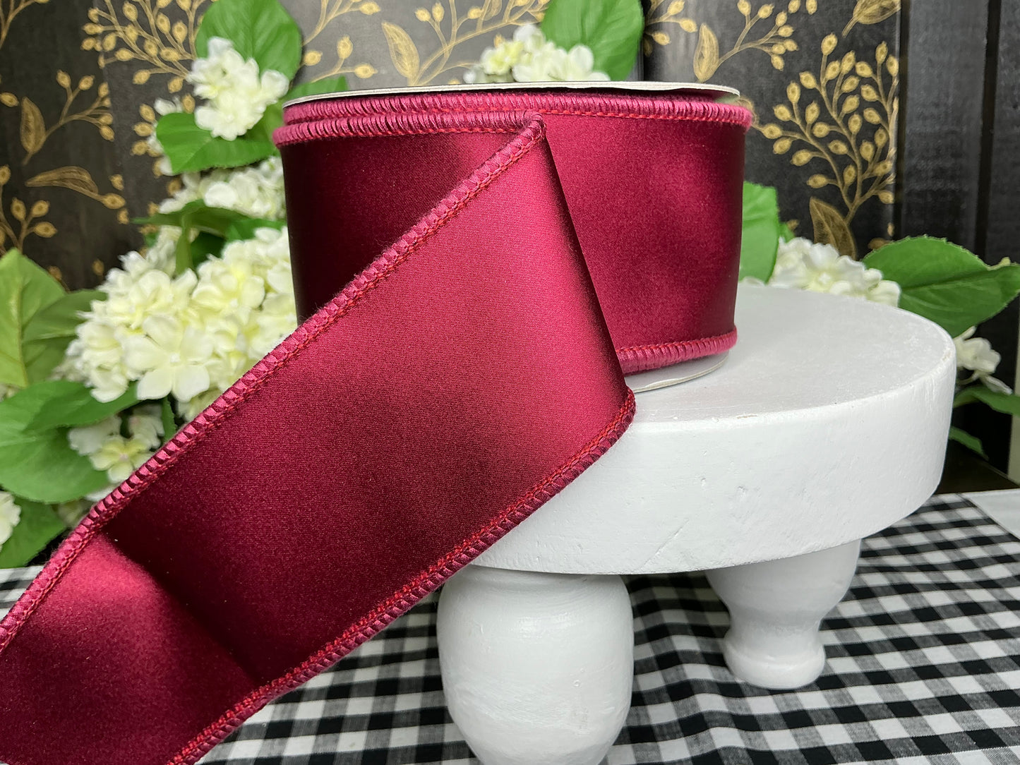 Burgundy Satin Ribbon - John Mark Ribbon