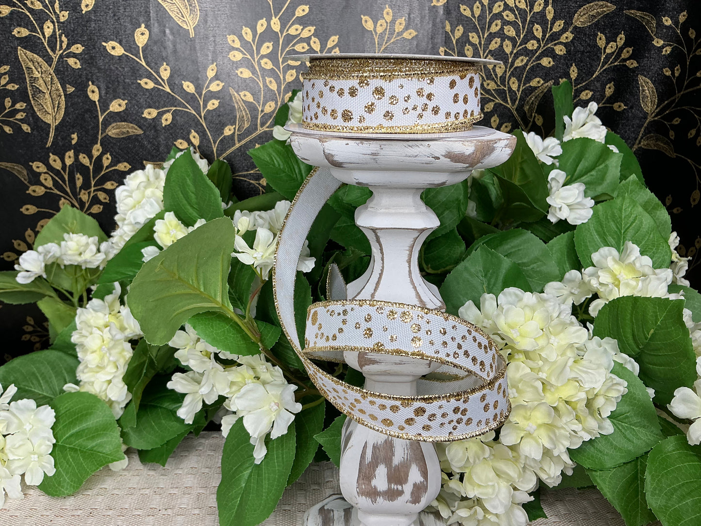 White with gold dots ribbon, RGF7719C6