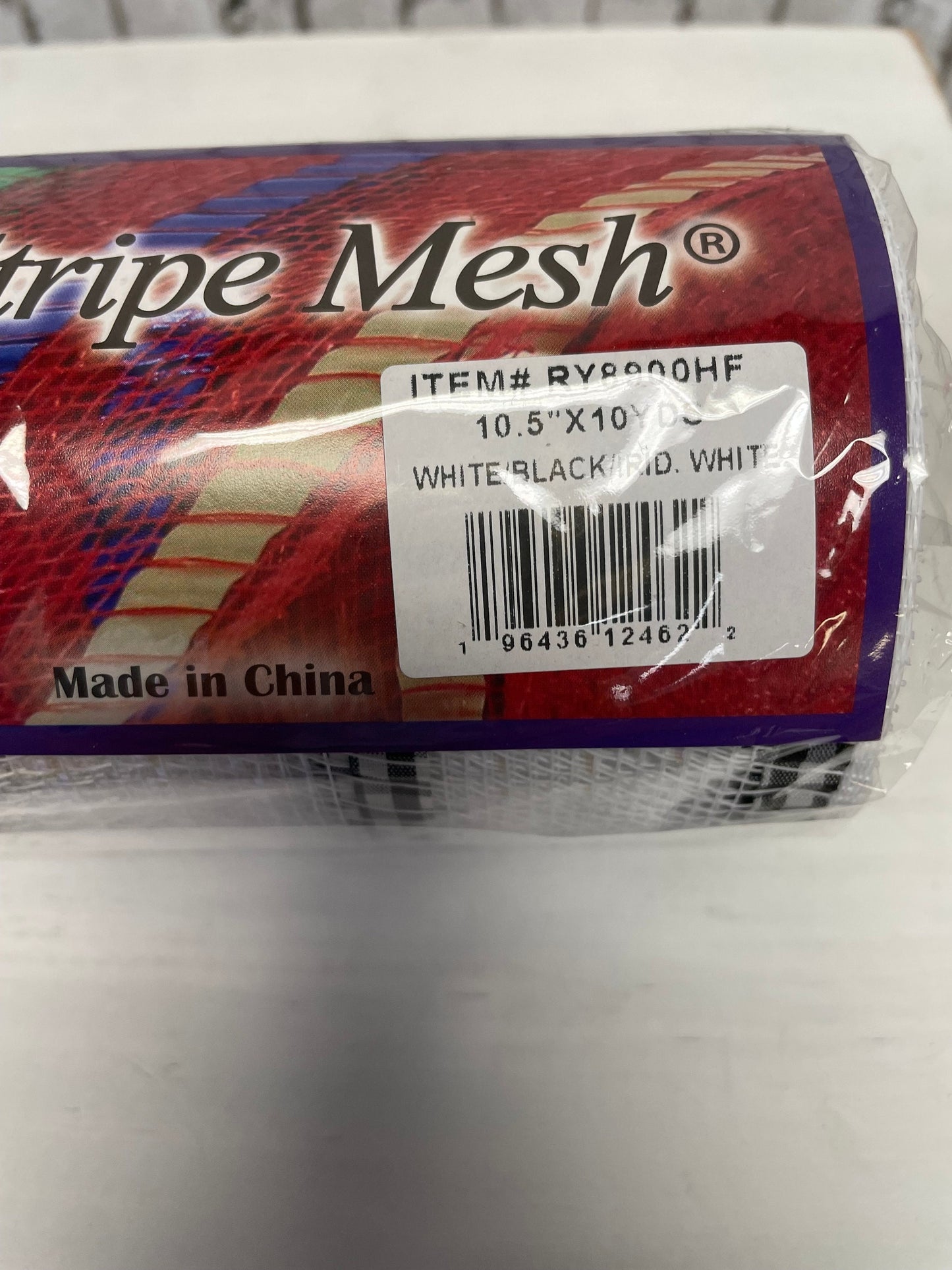 White mesh with black white check stripes, RY8900HF, white black mesh