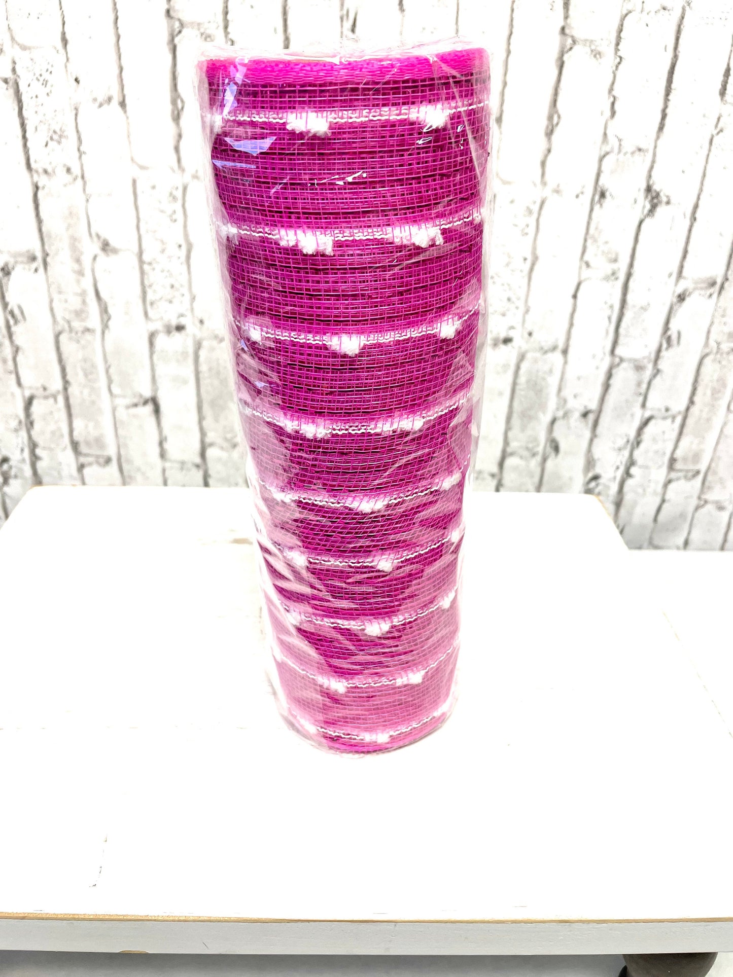 Hot pink mesh, RY820064, hot pink puff ball mesh