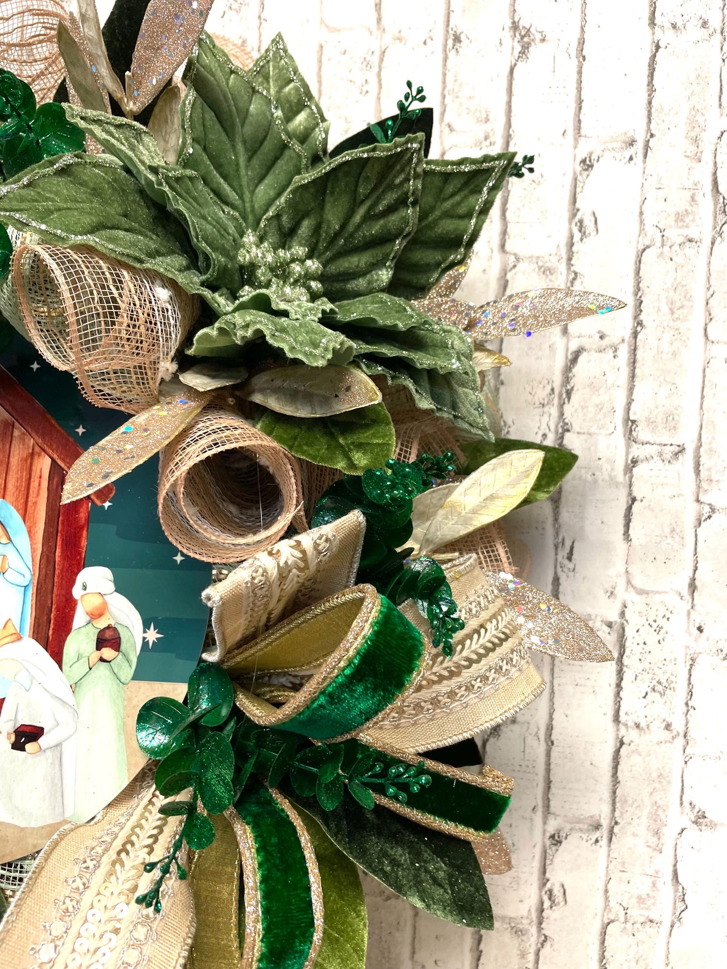 Nativity wreath, Christmas Nativity wreath, religious wreath, Christmas decor, religious decor, Christmas religious decor, shipping included