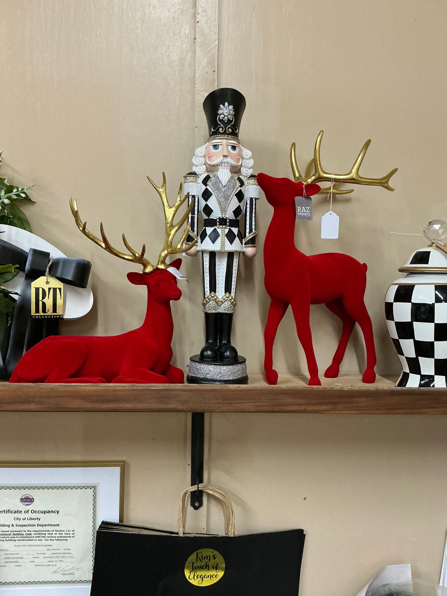 Red Flocked Deer Set, 4510484