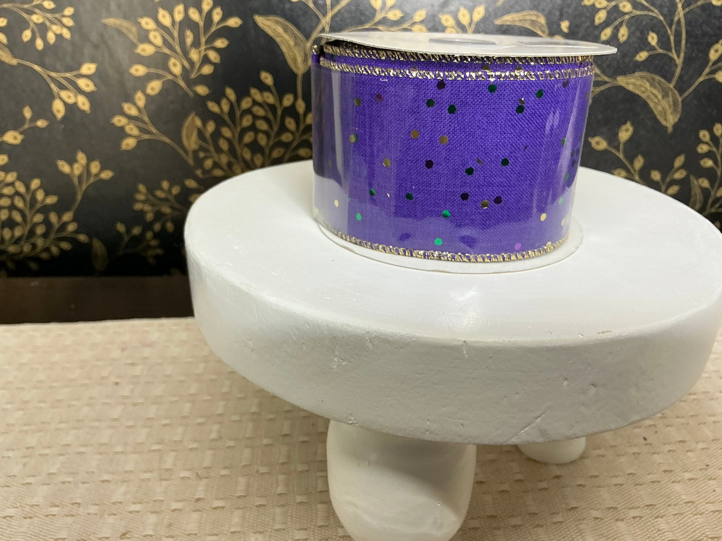 Purple “Mardi Gras” glitter ribbon - RGE1257WY