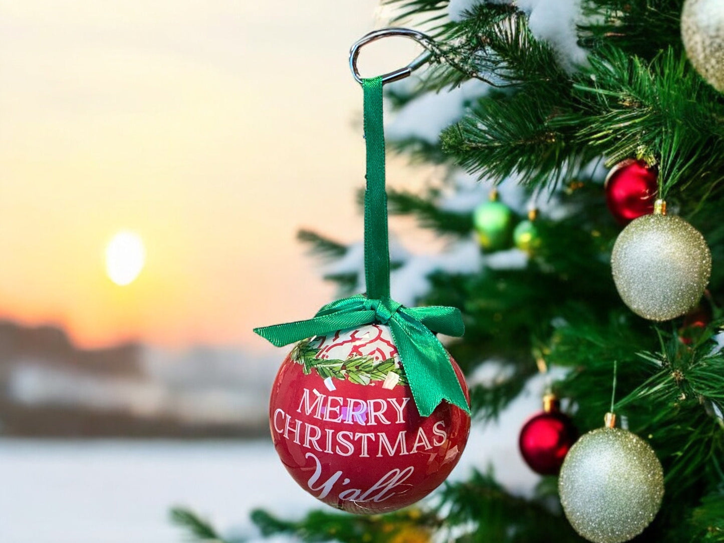 Merry Christmas Y’all ornament, Red