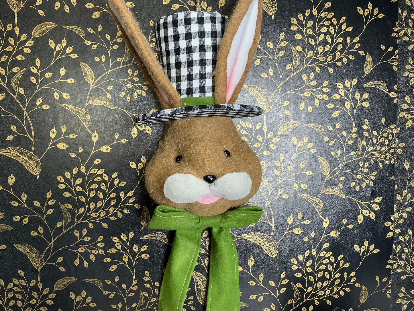 Brown Bunny w/ check Hat - 62801BKWT