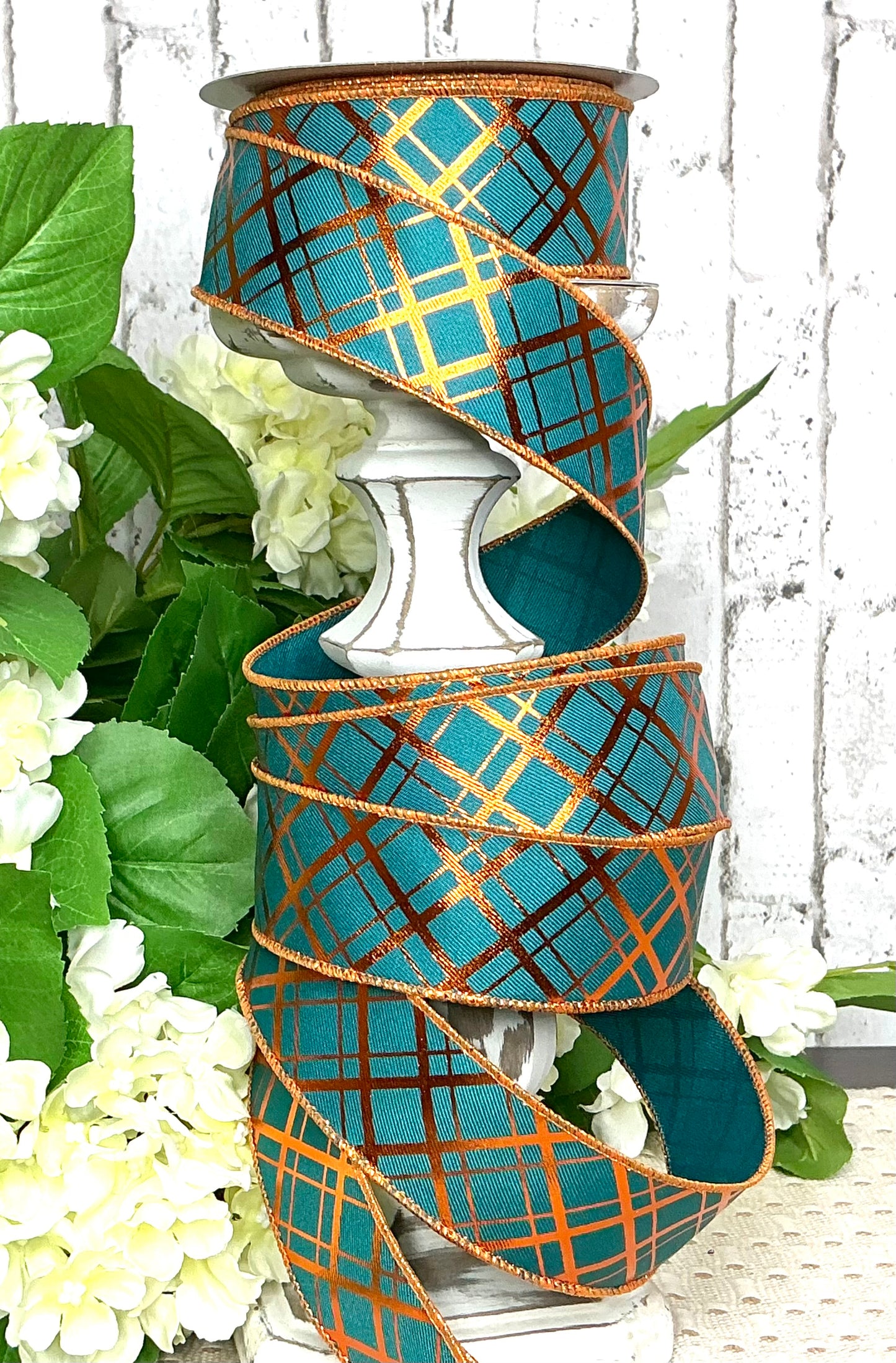 Teal with copper lines Ribbon, RGE1676H3