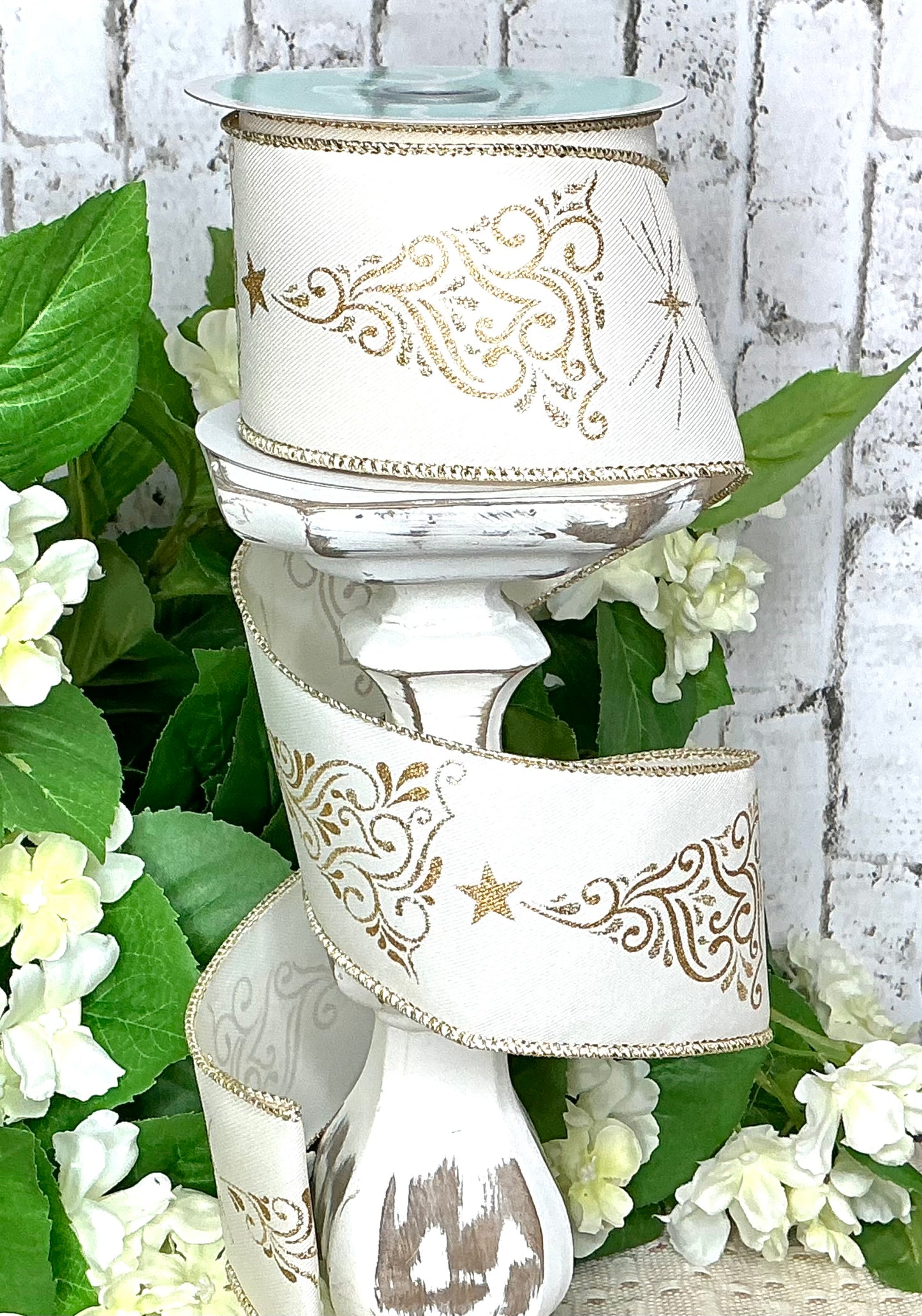 White with gold tree Ribbon, RGF162330
