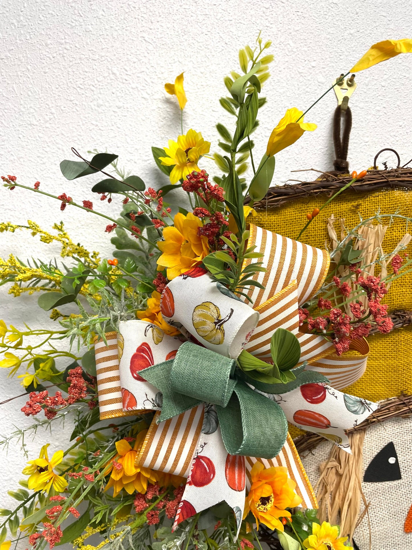 Fall wreath, scarecrow wreath, grapevine wreath, fall grapevine wreath, fall door hanger, scarecrow door hanger, shipping is included