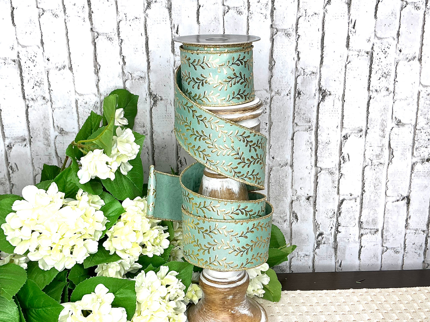 Sage green and gold Ribbon, LS301689