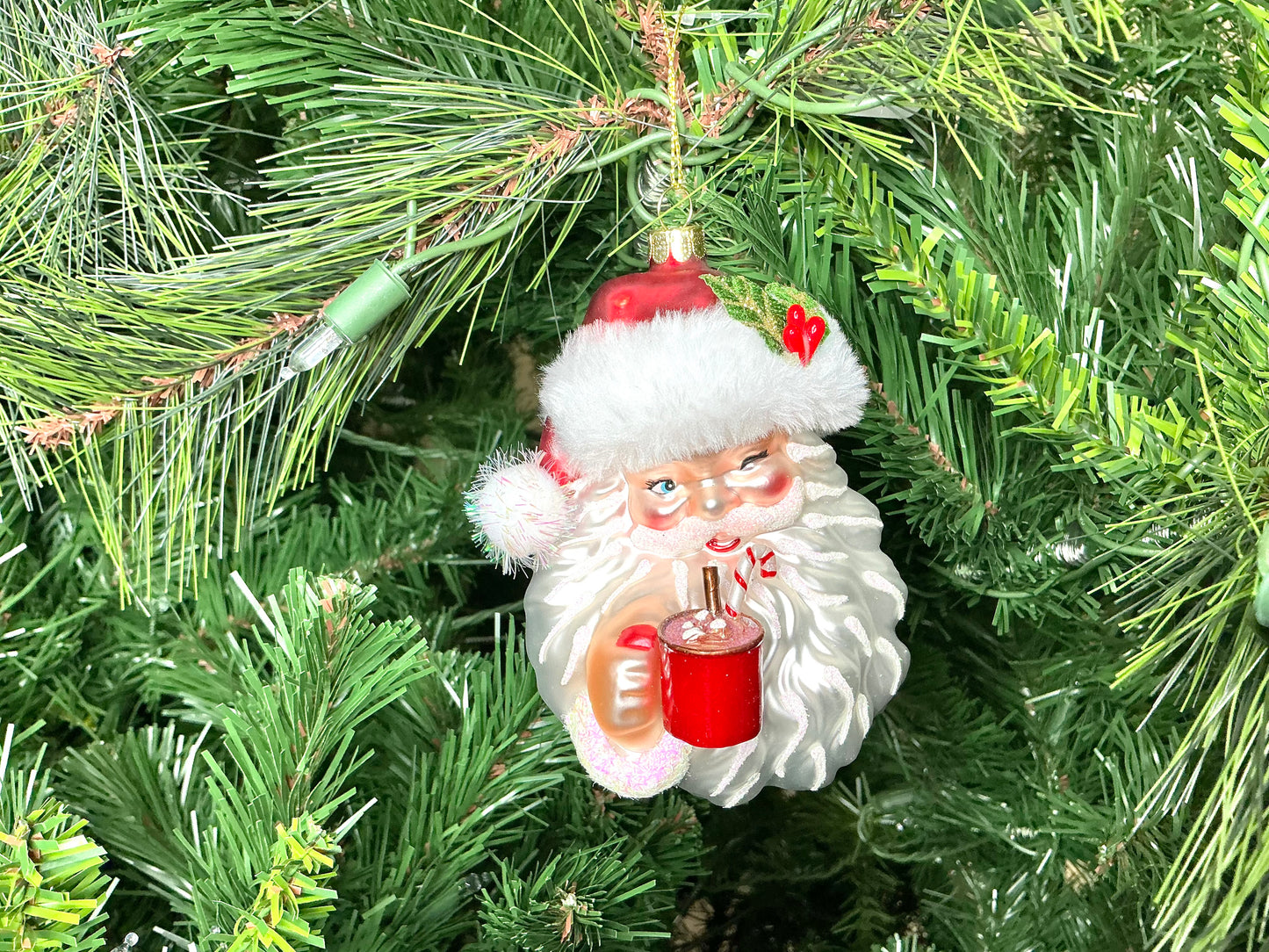 Santa ornament, drinking cocoa, 4351851