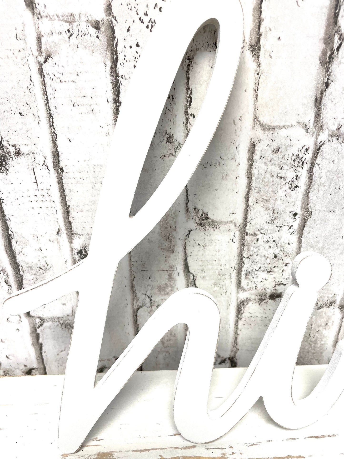 HI sign, everyday sign, AB246527, wooden wreath sign