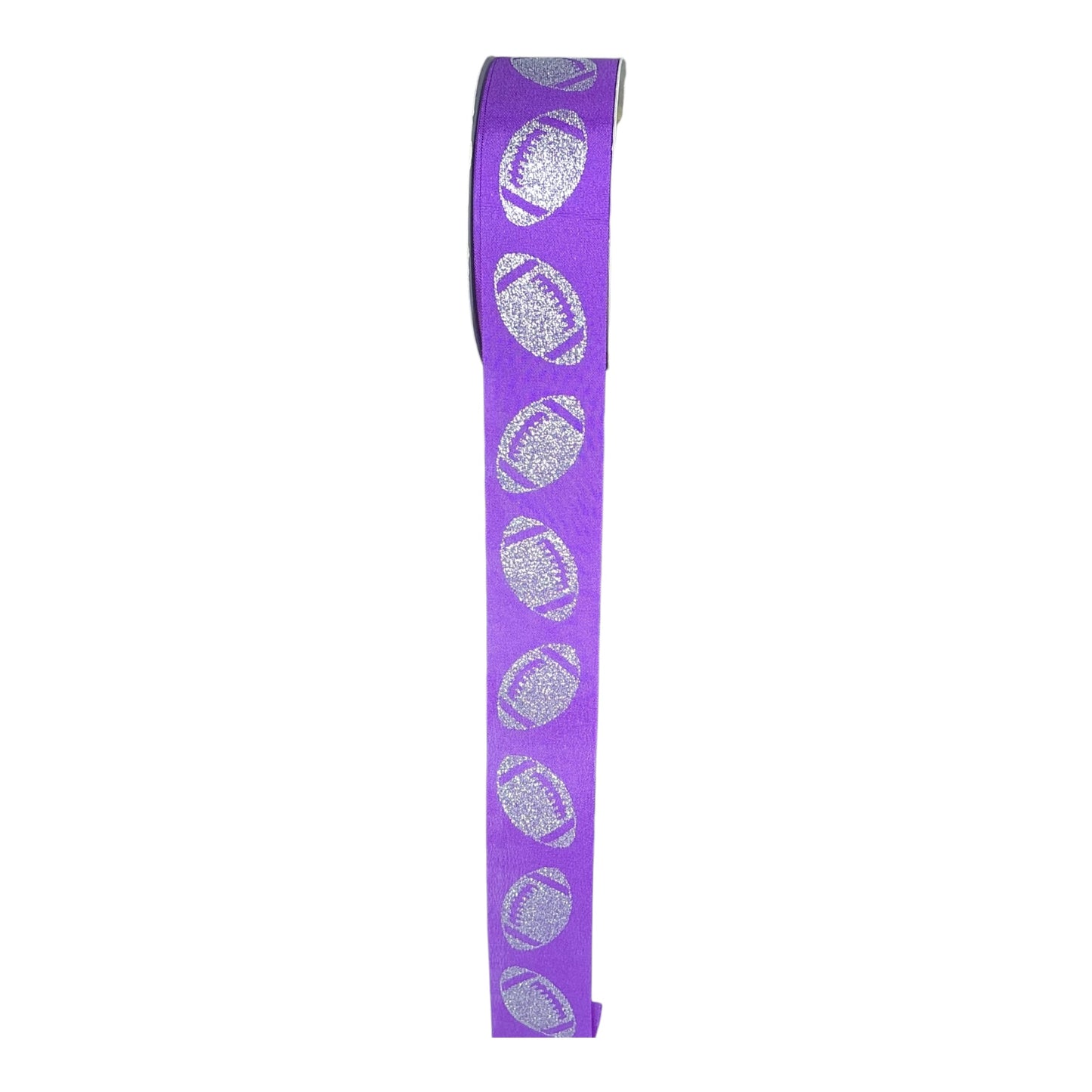 Football Ribbon, Purple/Silver, 1.5”x100FT