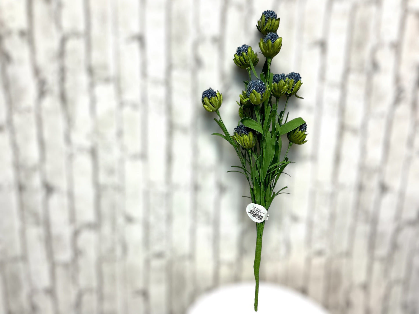 Blue Flocked Thistle Bush, 18”, MTF23665