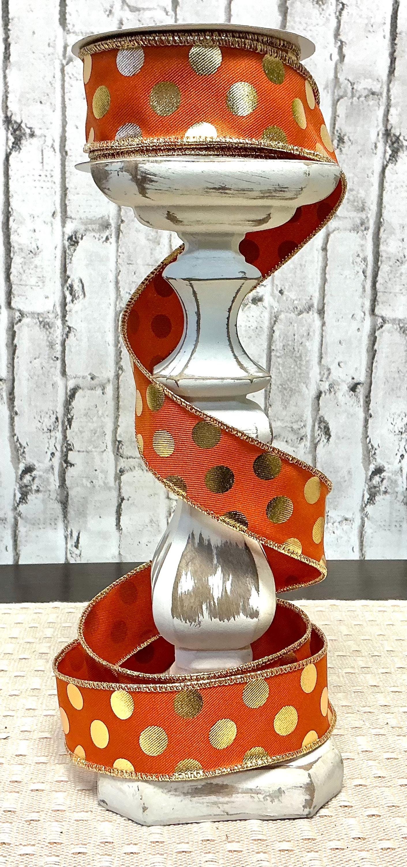 Orange with metallic gold dots, Wired, 1.5” x 10YD, RGE1661T3