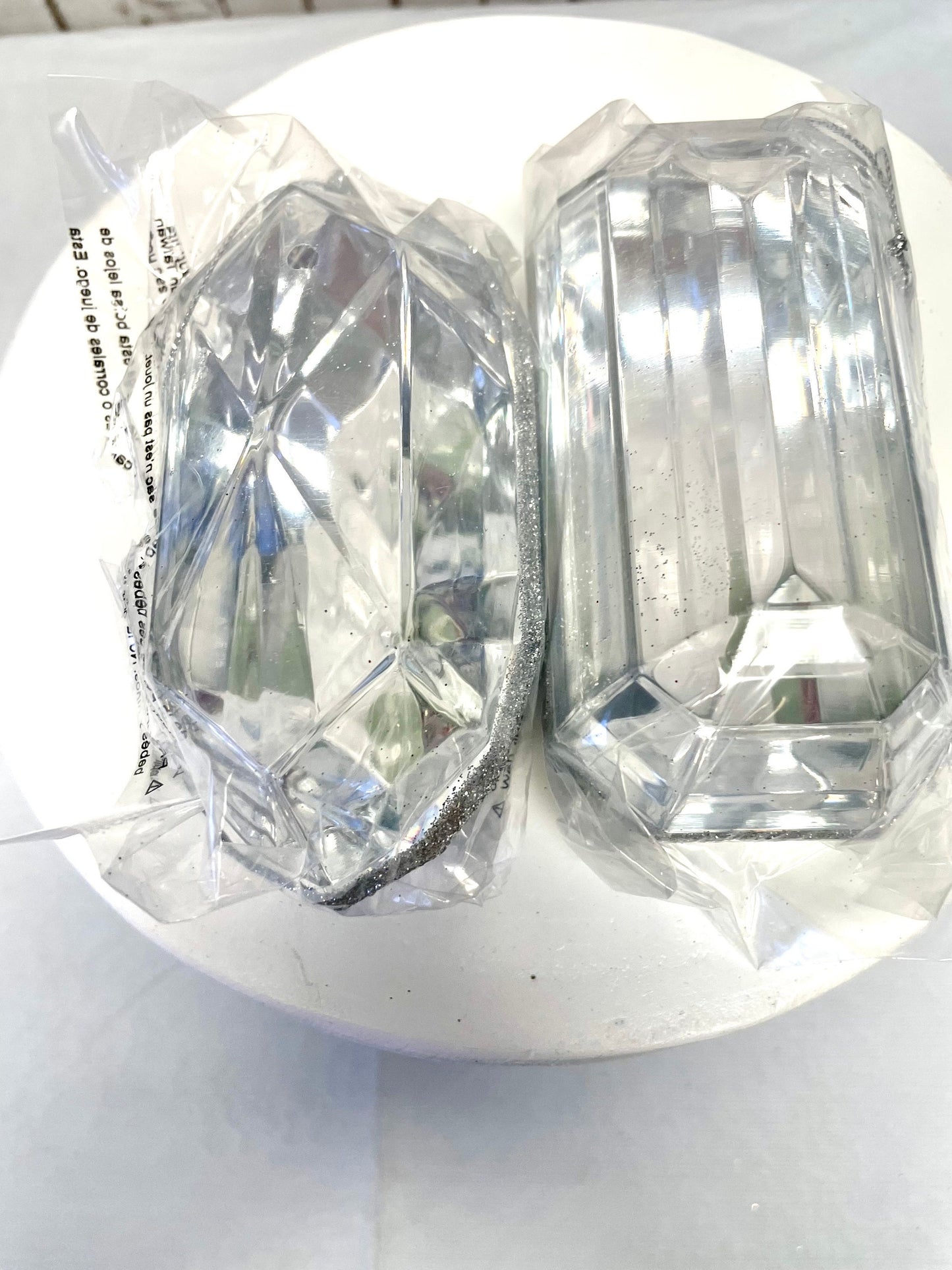 two pack 5 inch clear/silver oblong/rectangle gems/ jewels, MTX67414