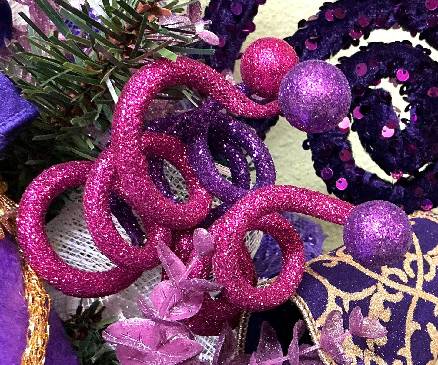Glitter Ball Springy Spray, 24”H, Pink, Purple and Gold, 85992BTPU