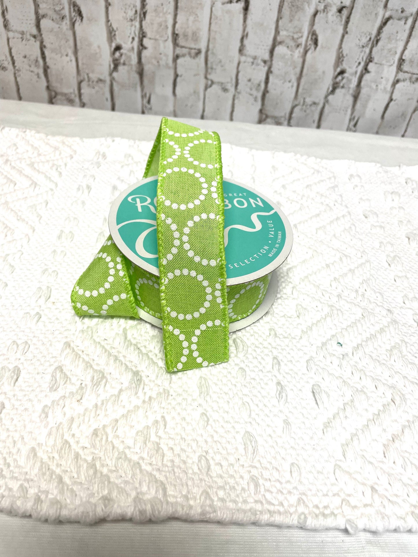 Green pearl beads ribbon, RGO130509