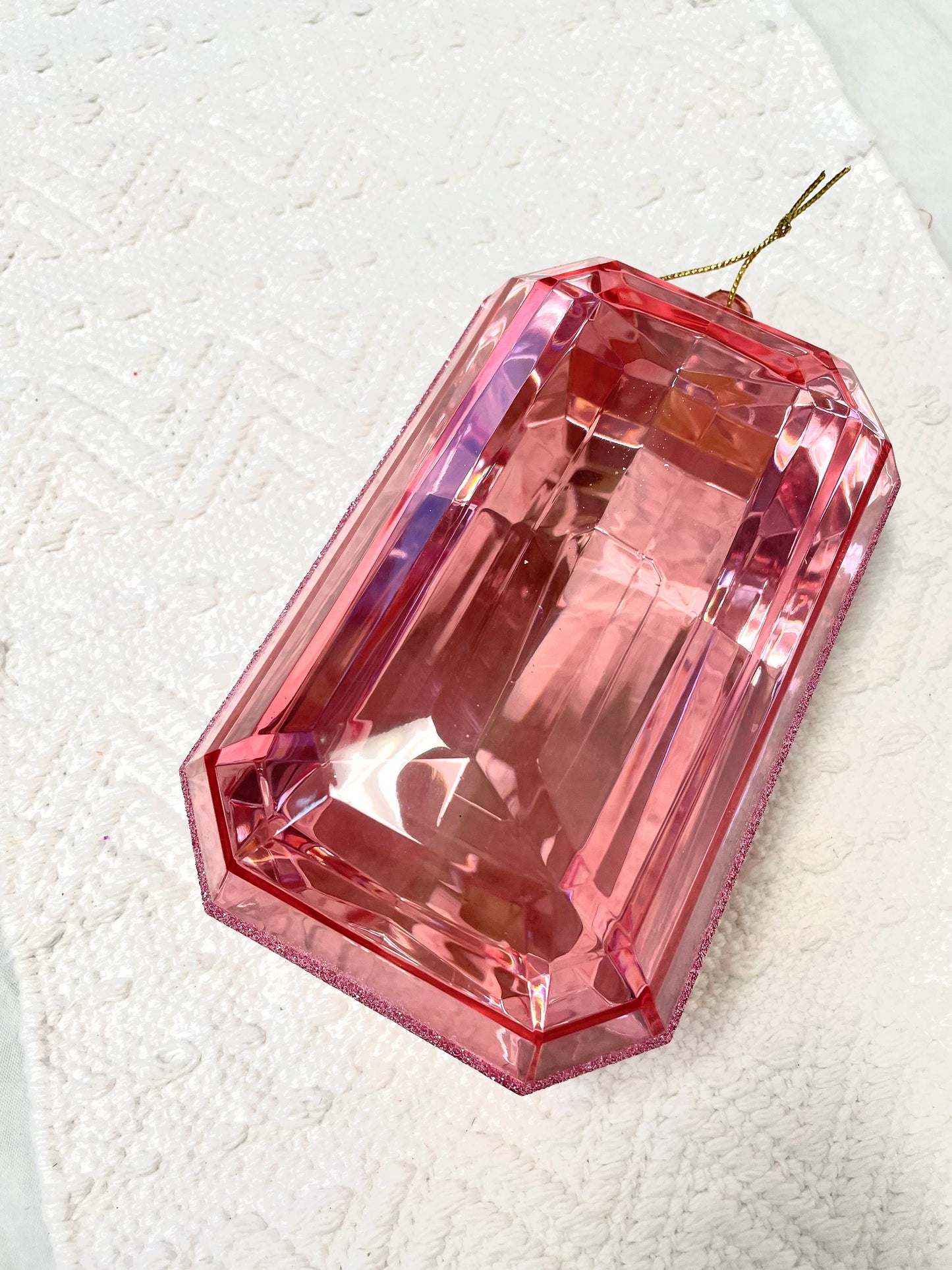 8 inch pink jewel, pink rectangular jewel, med pink jewel