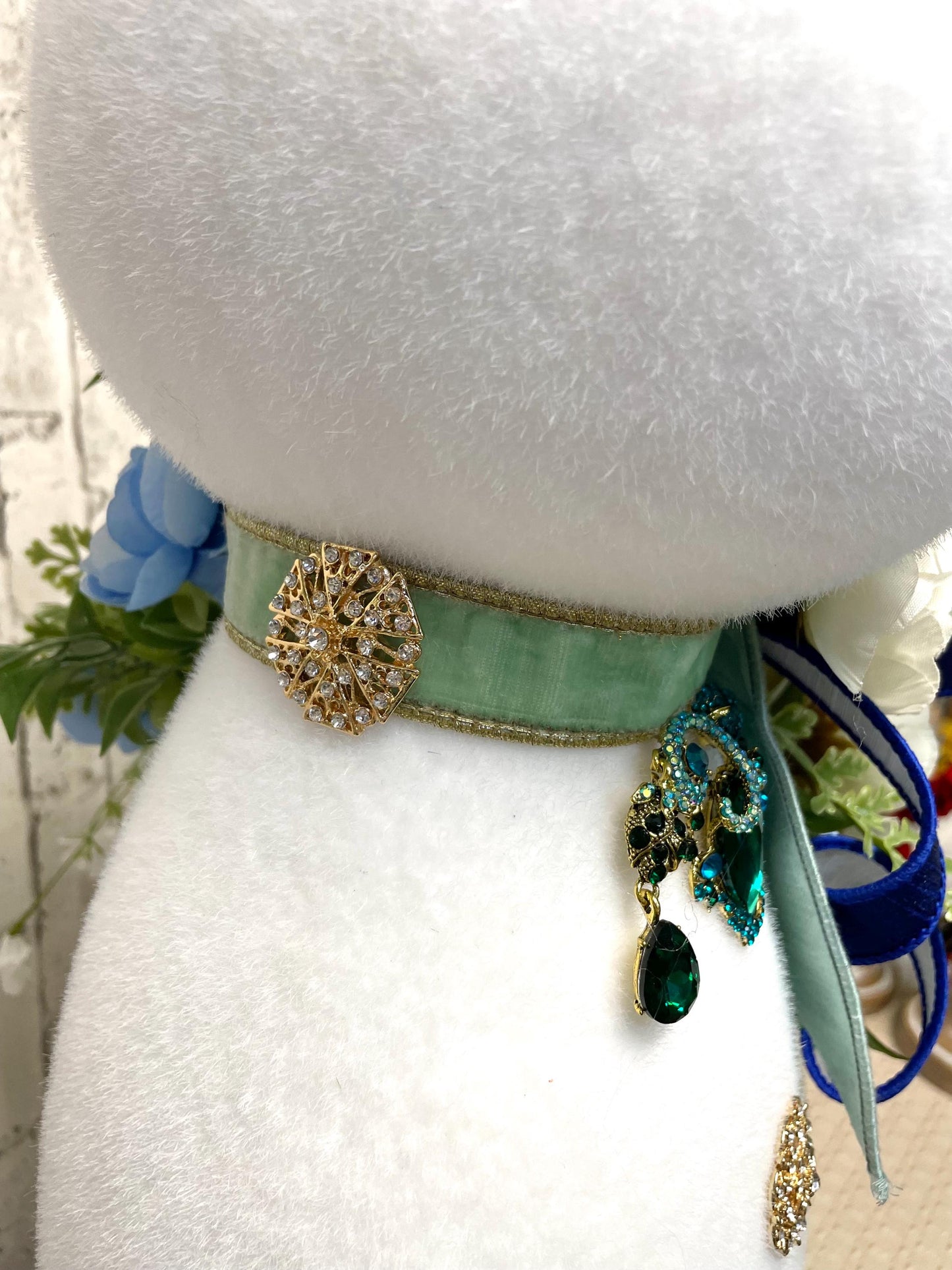 large flocked bunny with jewels, 26x10, glam chiniocerie flocked bunny, Easter decor, Easter centerpiece, bunny decor,free shipping.