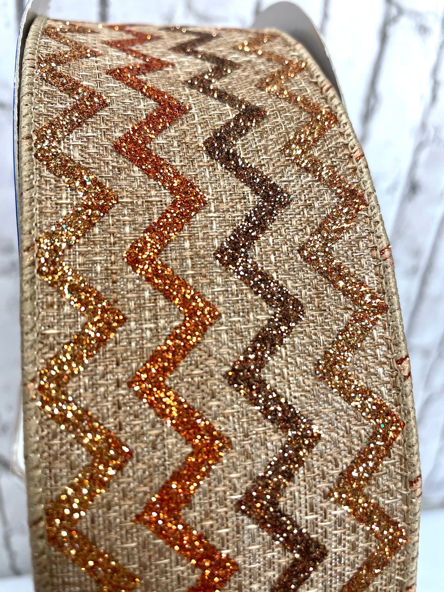 burlap glitter chevon fall ribbon, 660-528