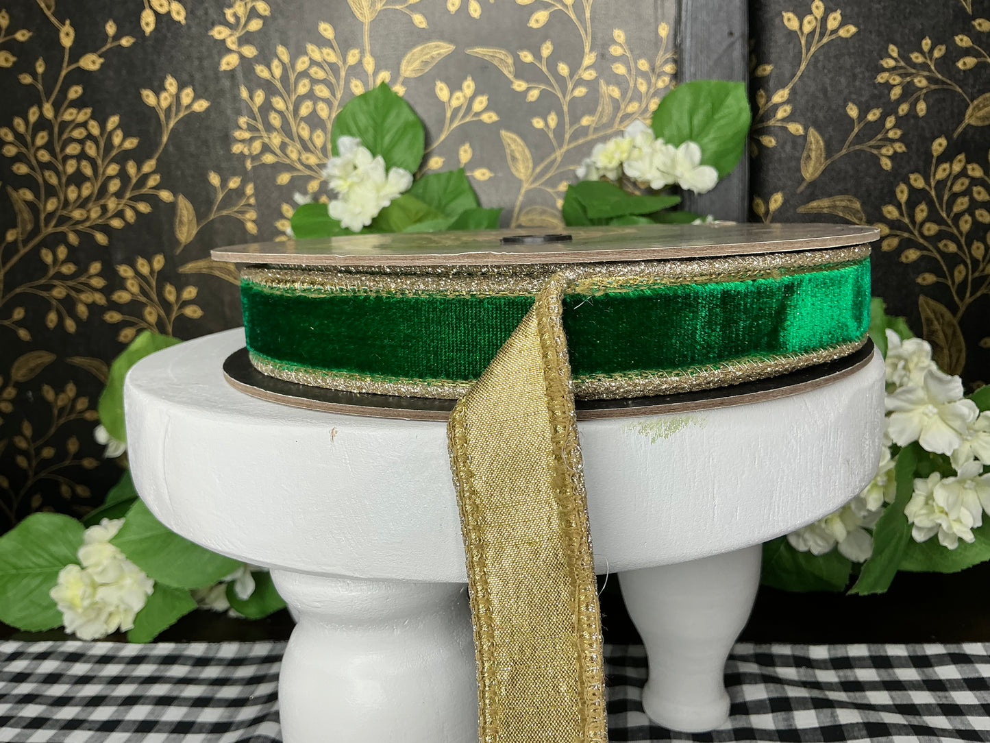 Emerald Green Velvet Ribbon, 1” - D Stevens