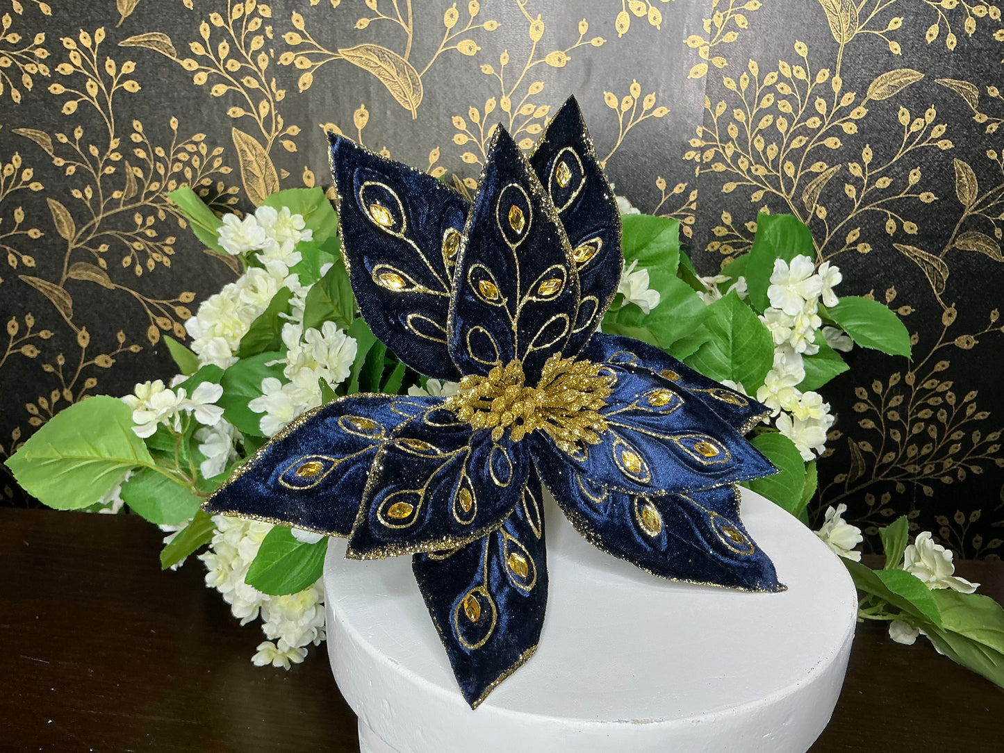 Navy Bejeweled Poinsettia, MTX75832