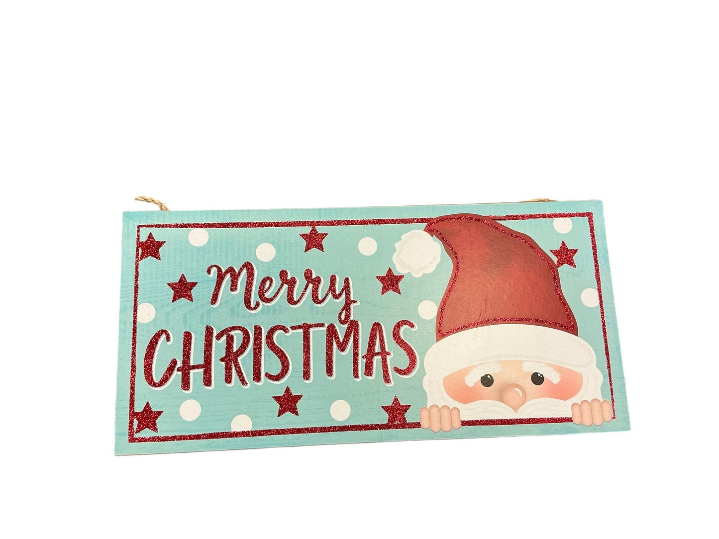 blue Santa peeking sign, AP884814