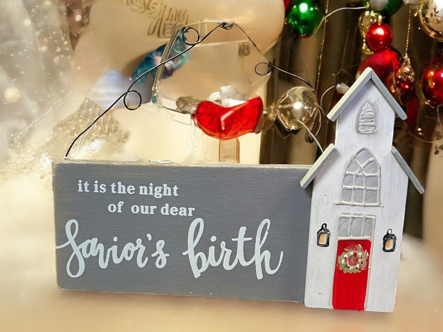 It is the night of our dear Saviors Birth, Church Christmas Ornament, 8x5