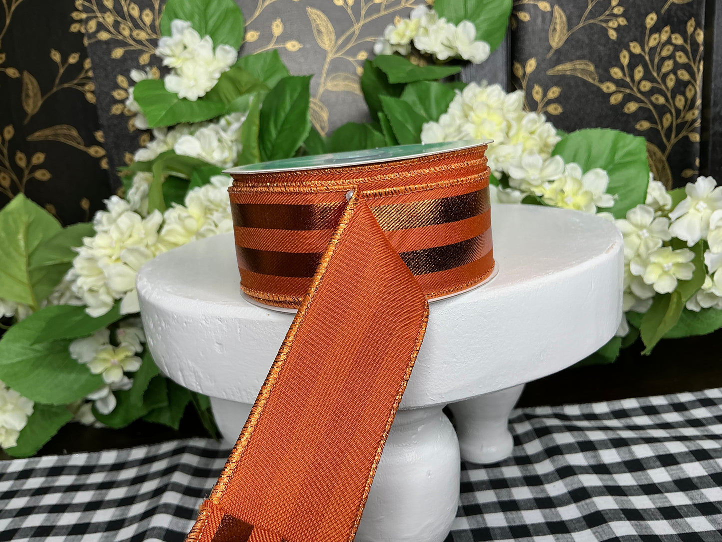 Orange with Copper Stripe Ribbon