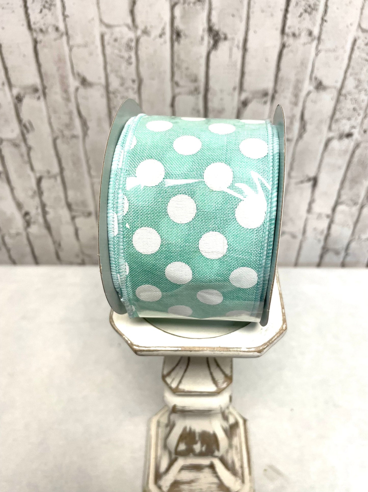 mint poka dot ribbon, RW8075
