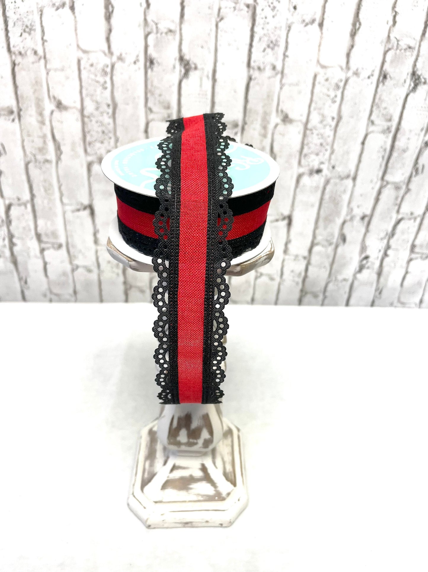 Spring ribbon, RGA1541A9, scalloped edge red and black ribbon, lady bug ribbon, summer ribbon, royal burlap ribbon, everyday red burlap