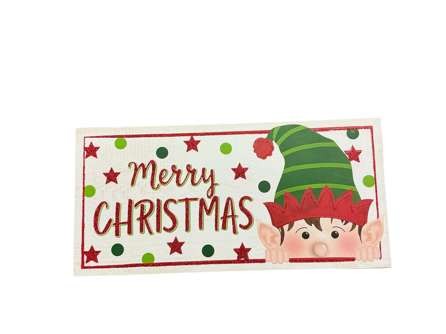 elf peeking sign, Christmas wreath sign, AP8849, elf sign