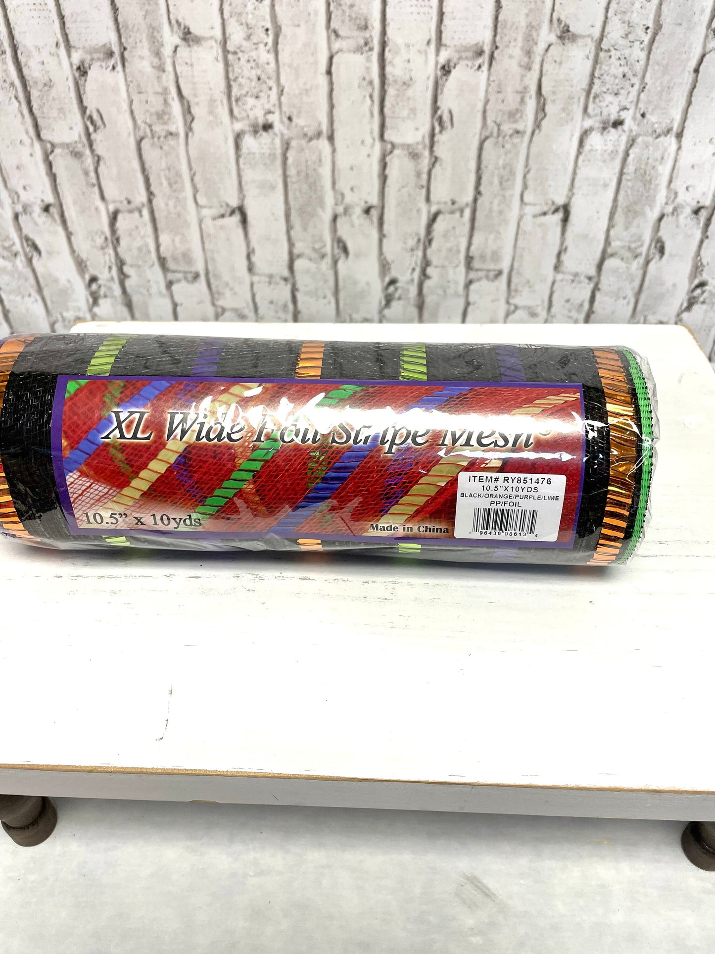 RY851476, metallic stripes Halloween mesh, black multi stripe Halloween mesh