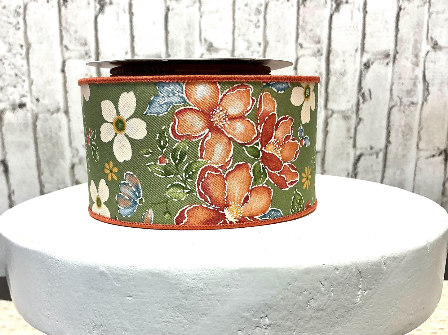 Watercolor Flowers ribbon, 2.5” x 10YD, Wired, RGF1157YN