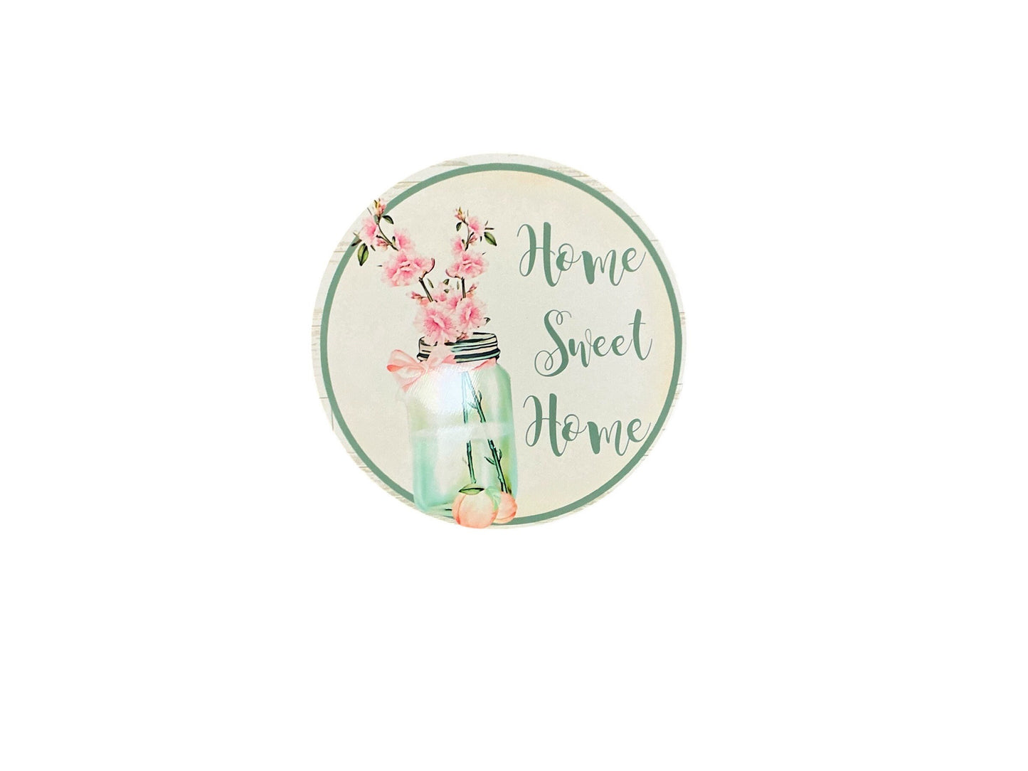 mason jar home sweet home peach wreath sign