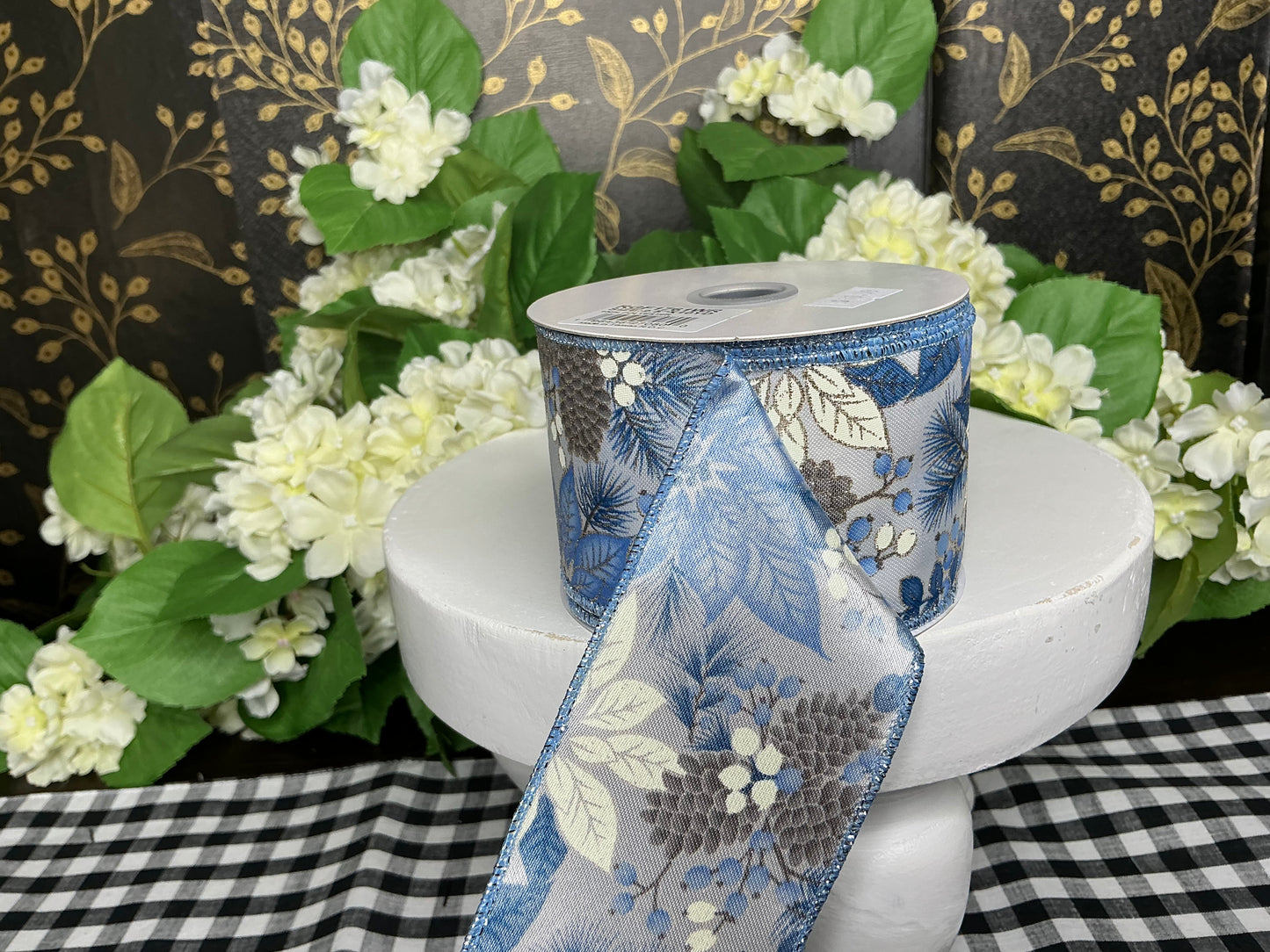 Blue Poinsettia Foliage Ribbon
