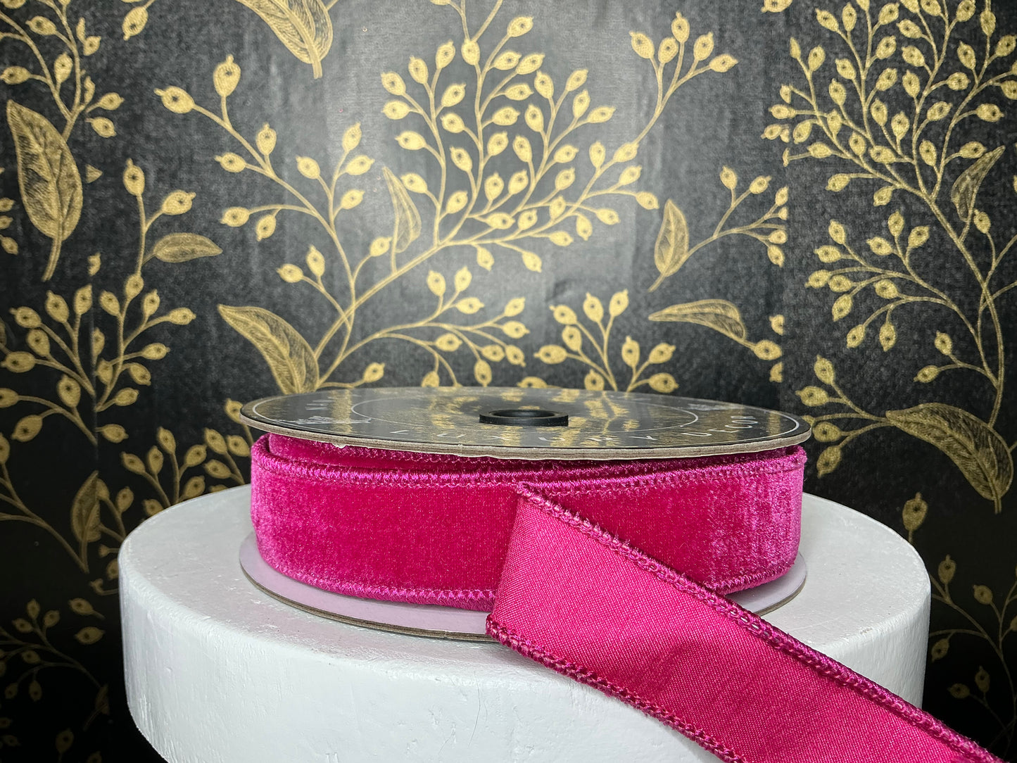 Hot Pink velvet ribbon, Nancy Brown, 1”x10YD, 25-600-1