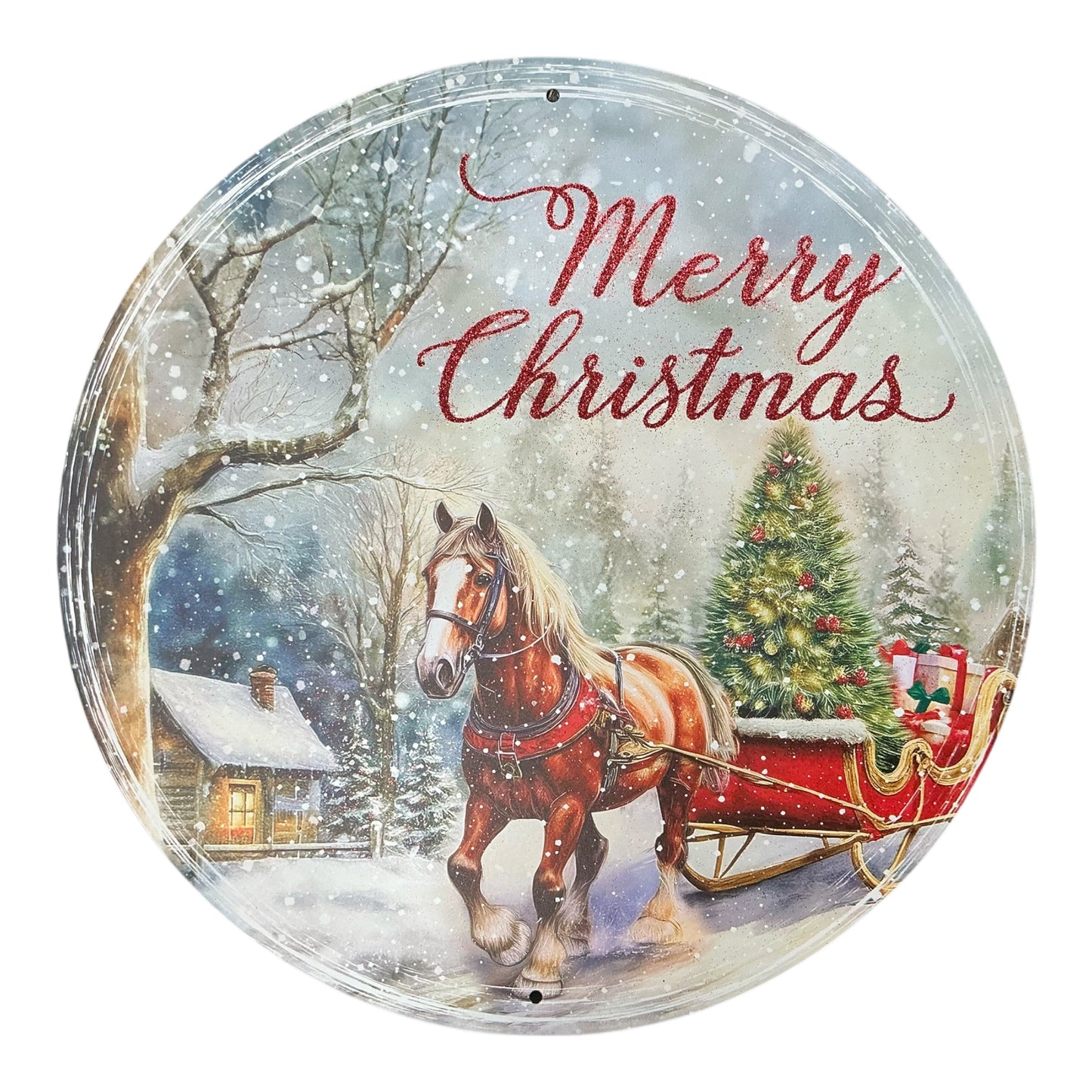Horse Christmas Sign, 12” DIA, MD167524